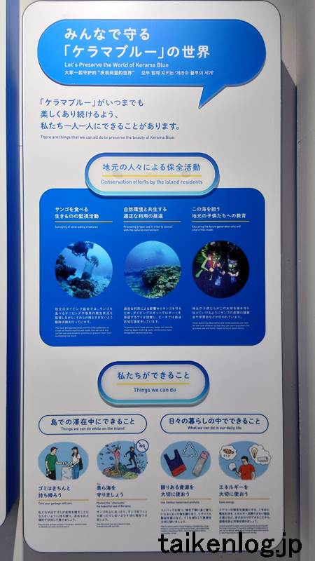 座間味島「青のゆくる館」内の展示物 ケラマブルーのひみつ 展示パネル7枚目