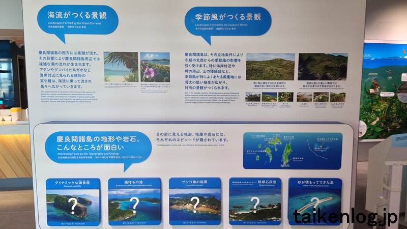 座間味島「青のゆくる館」内の展示物 慶良間諸島国立公園のすがた 展示パネル4枚目