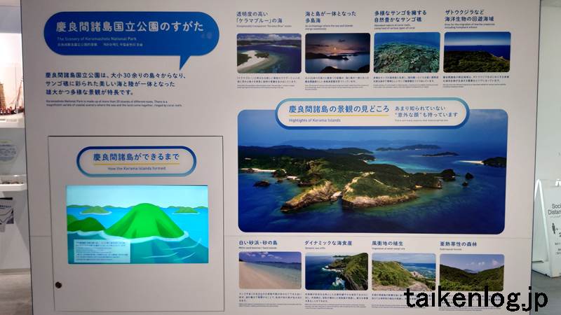 座間味島「青のゆくる館」内の展示物 慶良間諸島国立公園のすがた 展示パネル5枚目