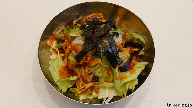 じゅうじゅうカルビの食べ放題 大感激コース以上から注文できる「韓国風チョレギサラダ」実際に利用したときの現物