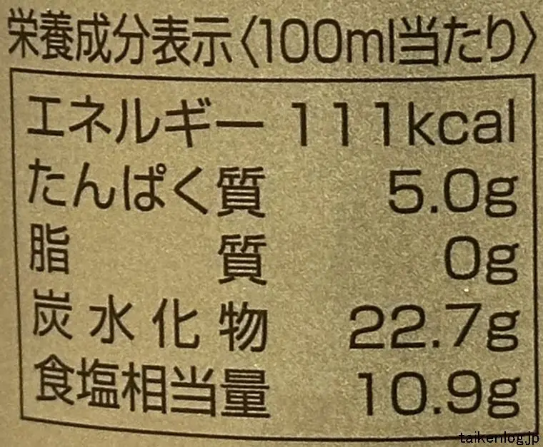 にんべん つゆの素ゴールドの栄養成分表示