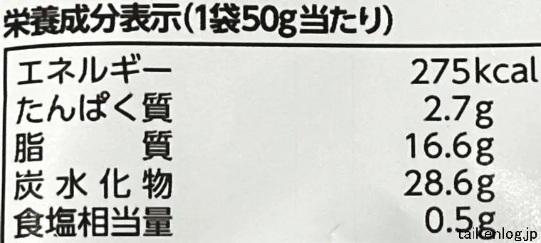 ポテトデラックス フレンチサラダ味の栄養成分表示