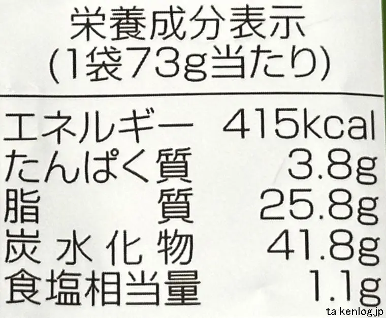 湖池屋 スコーン 絶品焼きとうもろこしの栄養成分表示