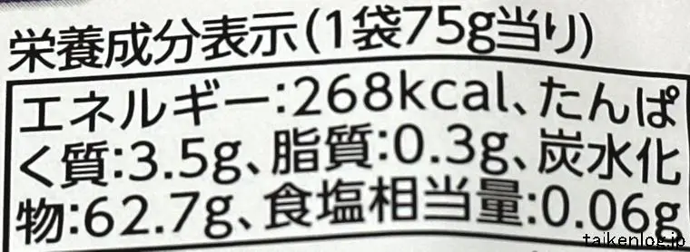 つぶグミ 濃厚ぶどうの栄養成分表示