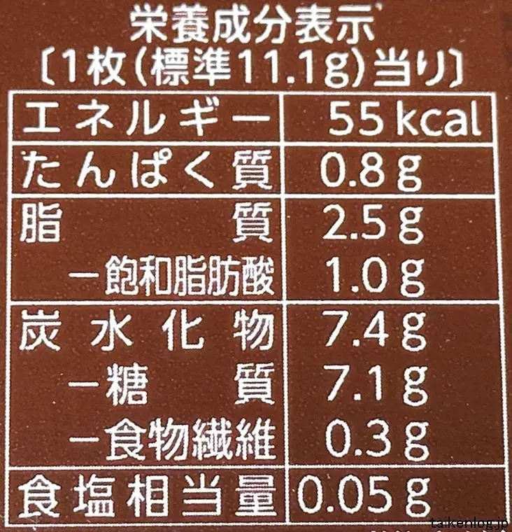 ブルボン チョコチップクッキーの栄養成分表示