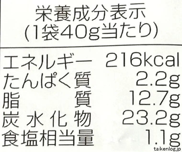 カラムーチョクラッシュ ホットチリ味の栄養成分表示