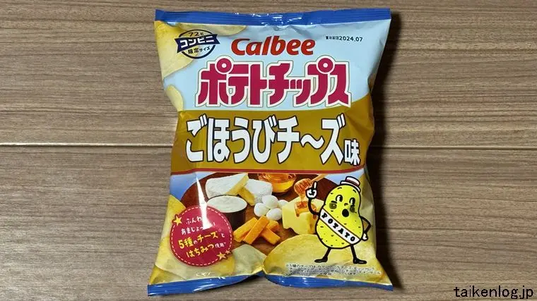 ポテトチップス ごほうびチーズ味のパッケージ表面