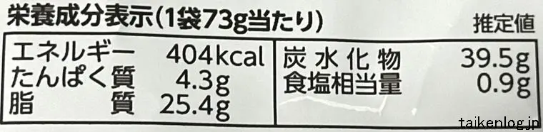 ポテトチップス 丸鶏がらスープ味の栄養成分表示