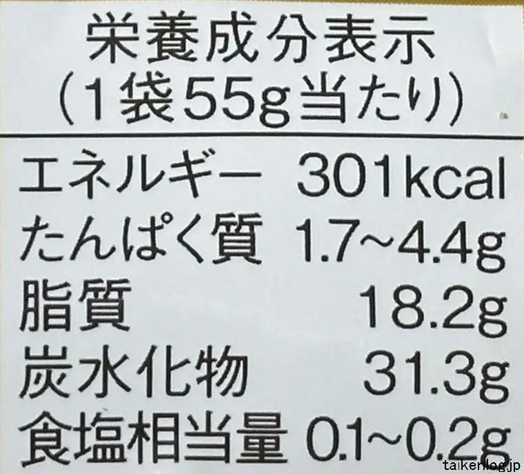 湖池屋 フライドポテト GOLD STYLE 食塩不使用の栄養成分表示