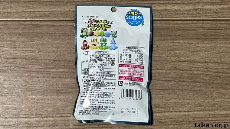 ちびサワーズグミのパッケージ裏面