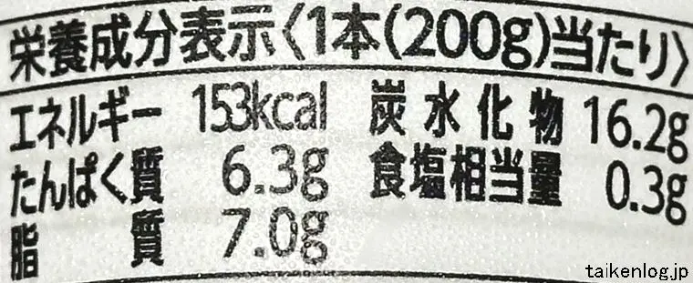 ドトール 牛乳たっぷりラテの栄養成分表示