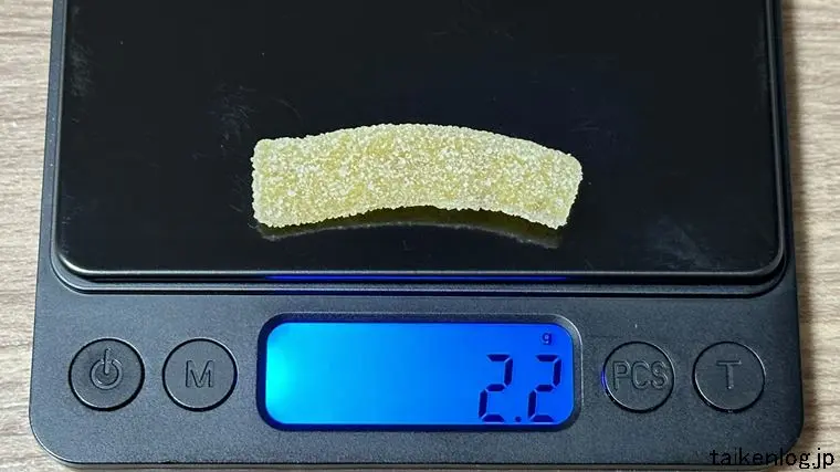 フェットチーネグミ 楊枝甘露(ヨンジーガムロ)味 1片の重さ