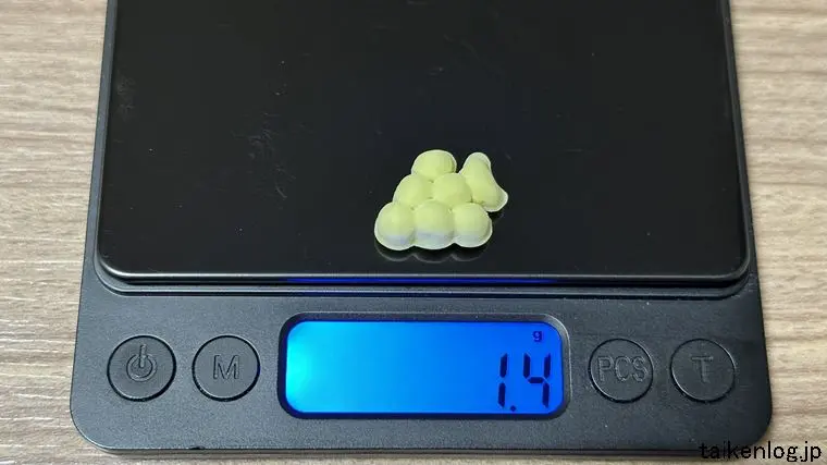 ぷちっとぶどう 白ぶどう味 1個の重さ
