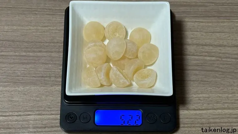 ソルベットグミ 白桃味 全容の重さ