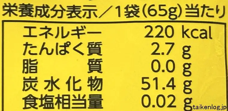 スッパイ大作戦 パイナップル味&ライチ味の栄養成分表示
