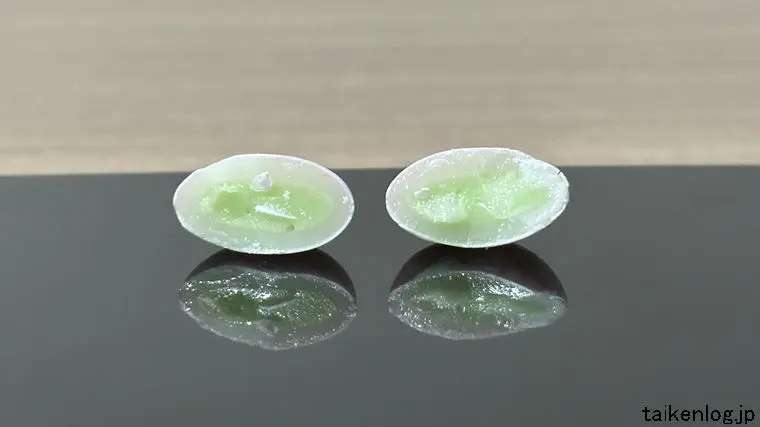 メントスDUO レッド&グリーンアップルソーダの断面