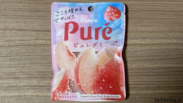 ピュレグミ しあわせももソーダのパッケージ表面