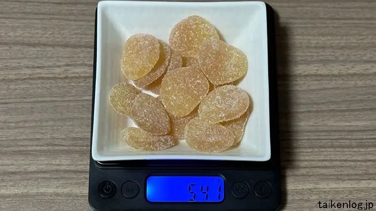 ピュレグミ しあわせももソーダ 全容の重さ