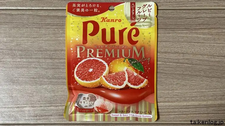 ピュレグミプレミアム ルビーグレープフルーツスパークリングのパッケージ表面