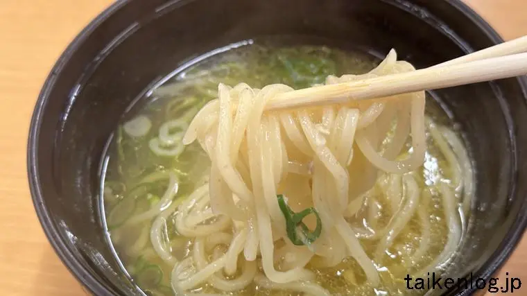 スシローの牡蠣アヒージョ塩ラーメンの麺