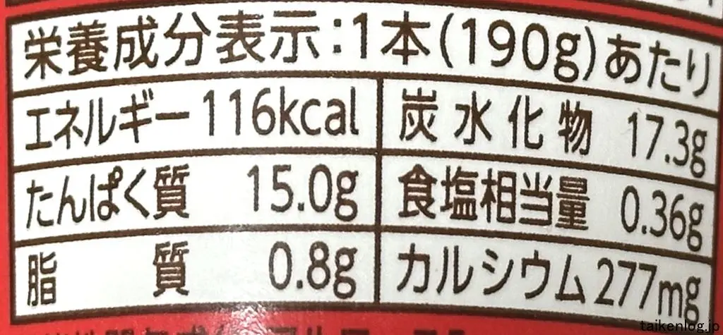 チチヤスのむヨーグルトの栄養成分表示