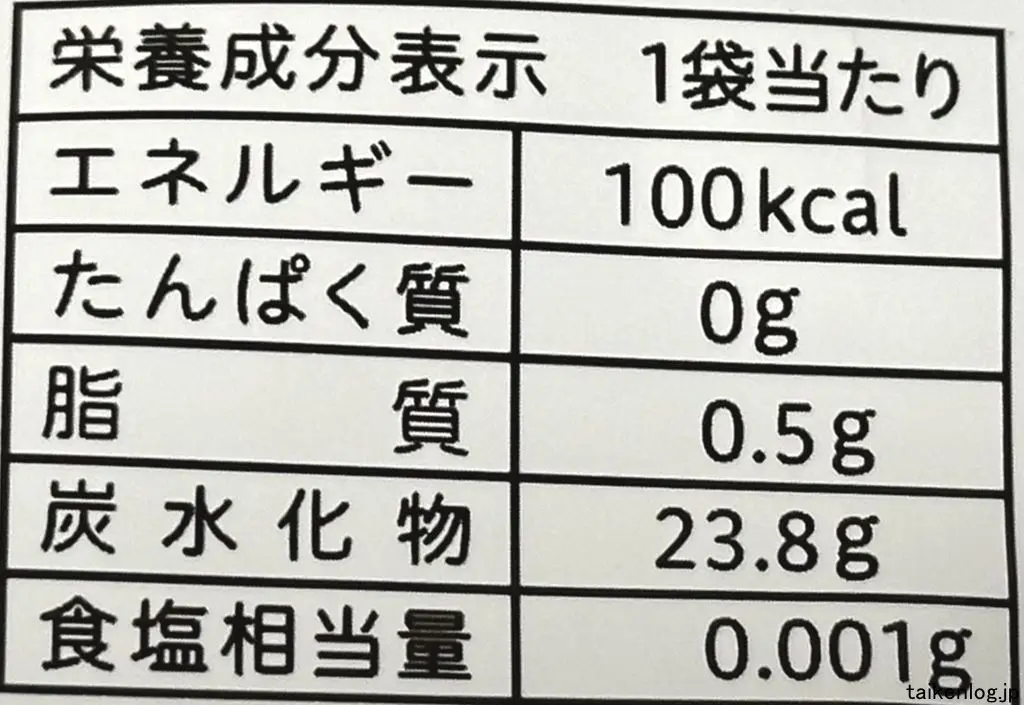 不二家 ガツン、とみかんタブレットの栄養成分表示