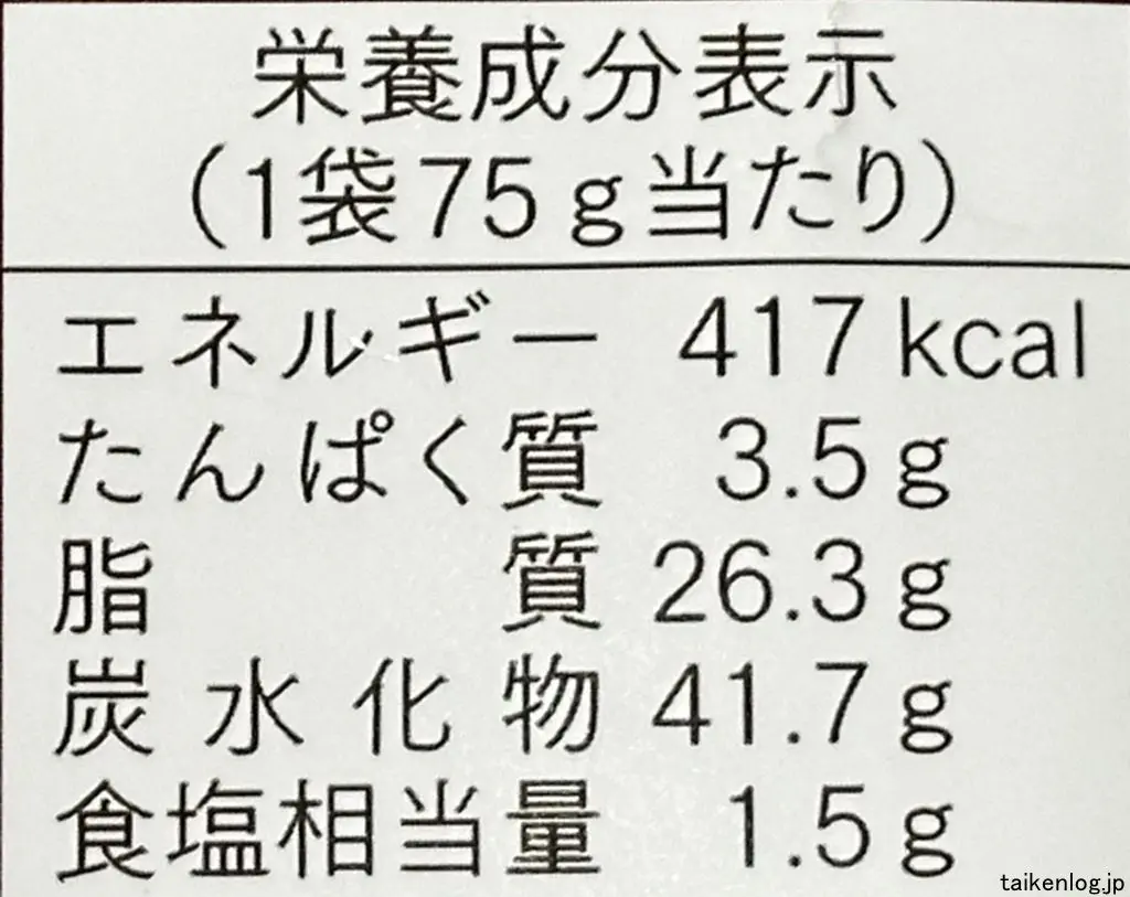 湖池屋 ストロング 炙り辛子明太の栄養成分表示