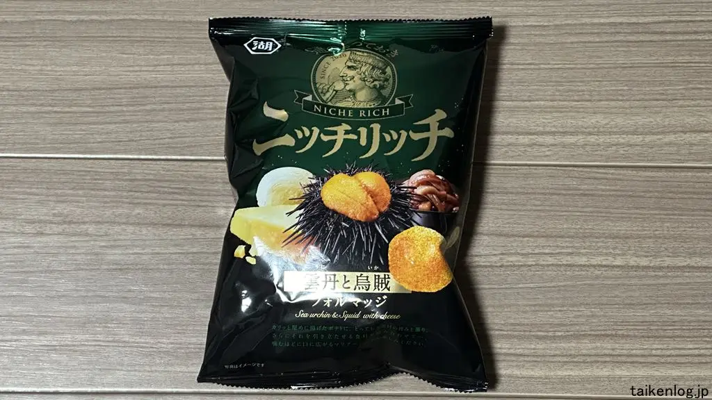 湖池屋 ニッチリッチ 雲丹と烏賊フォルマッジのパッケージ表面