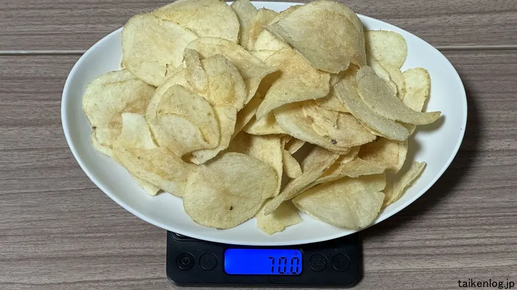 ポテトチップス「雪印北海道バター」味 全容の重さ